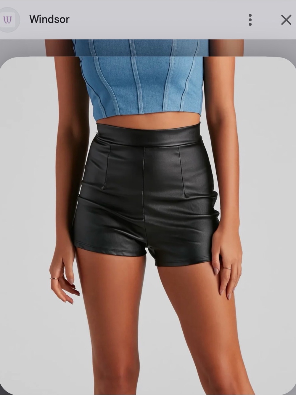 Windsor Black High-Waist Faux Leather Shorts